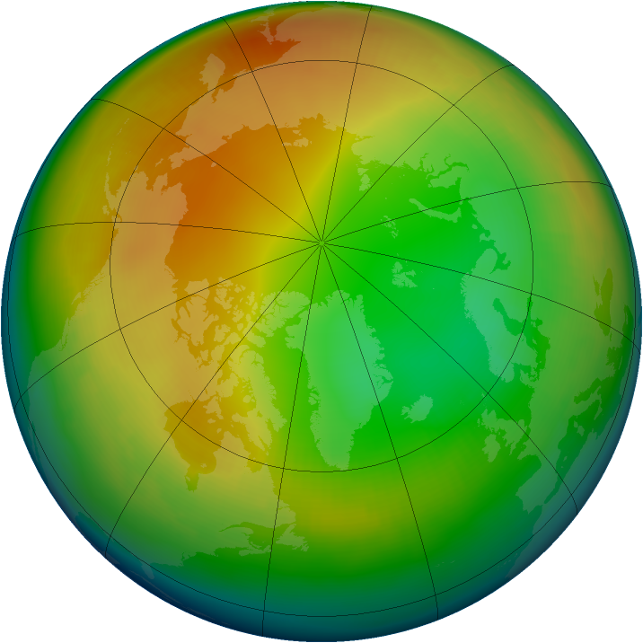 Arctic ozone map for January 1998